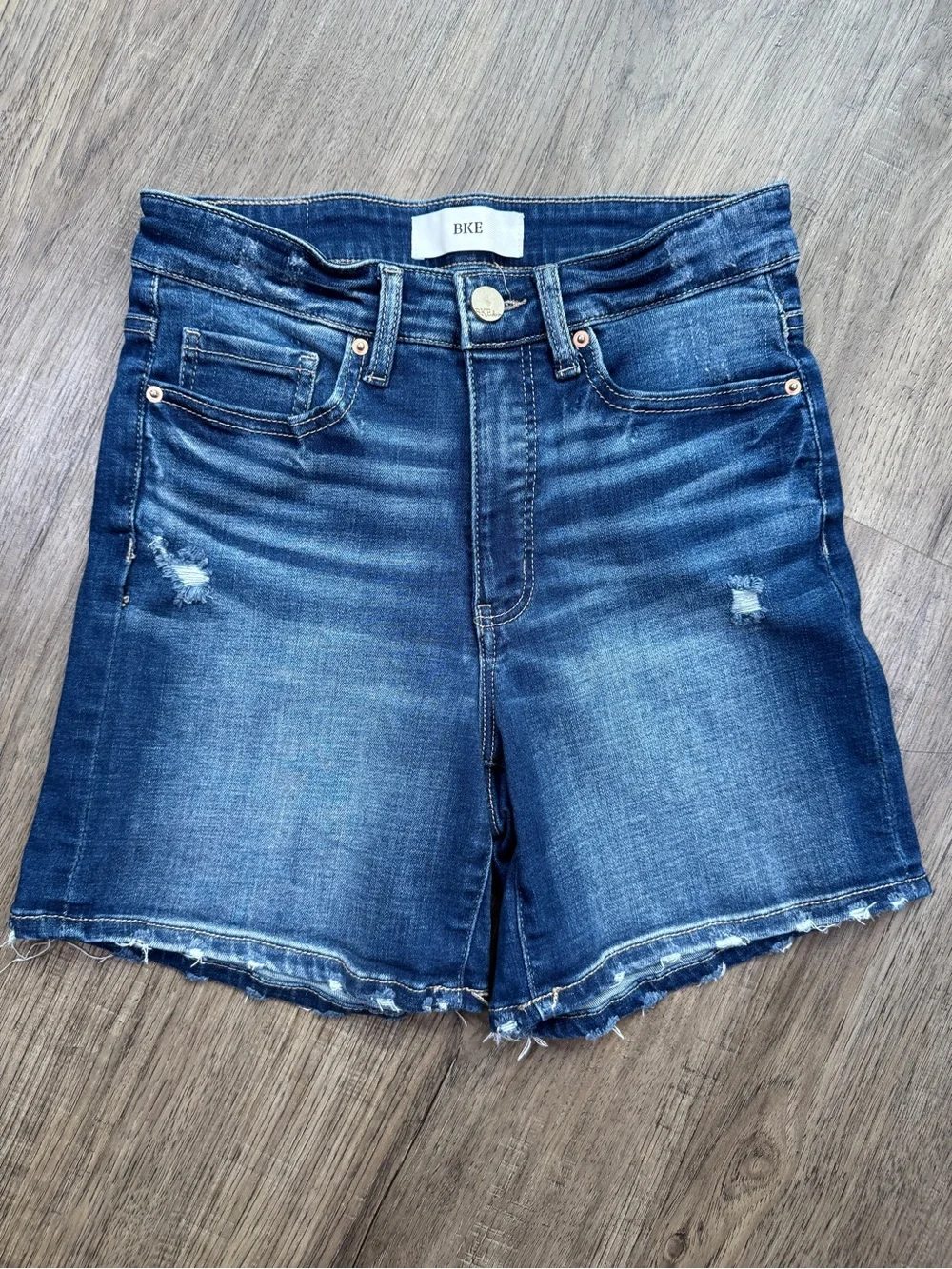 BKE Parker Distressed Denim Shorts Sz 25 Long Inseam Rollable